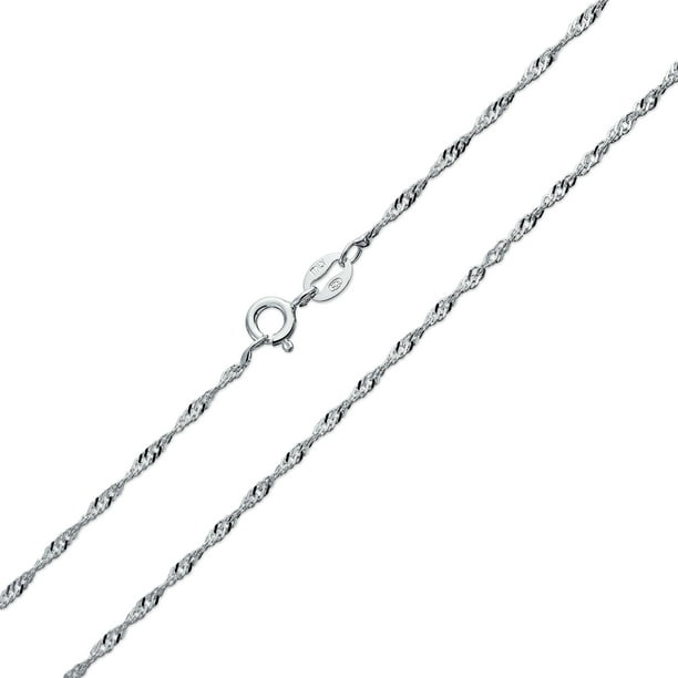 ITALY Sterling Silver Twisted Box Necklace Rhodium Plated-0.8 mm-16" 18" 20"